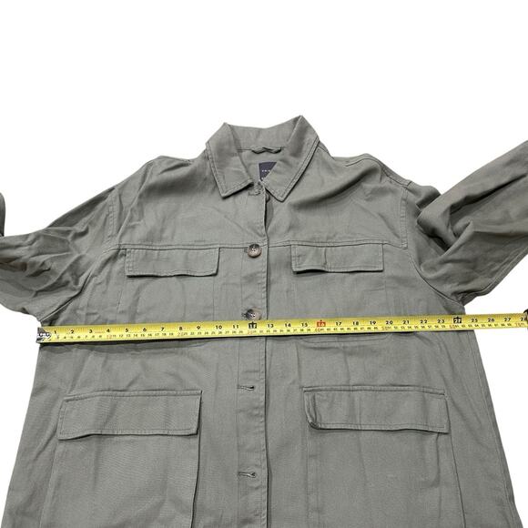 Primark Chore Jacket Women's Large 10-12 Green Utility Military Barn Button Down - Picture 6 of 6